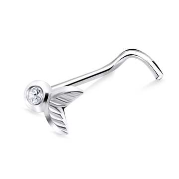 Fishtail Silver Curved Nose Stud NSKB-692